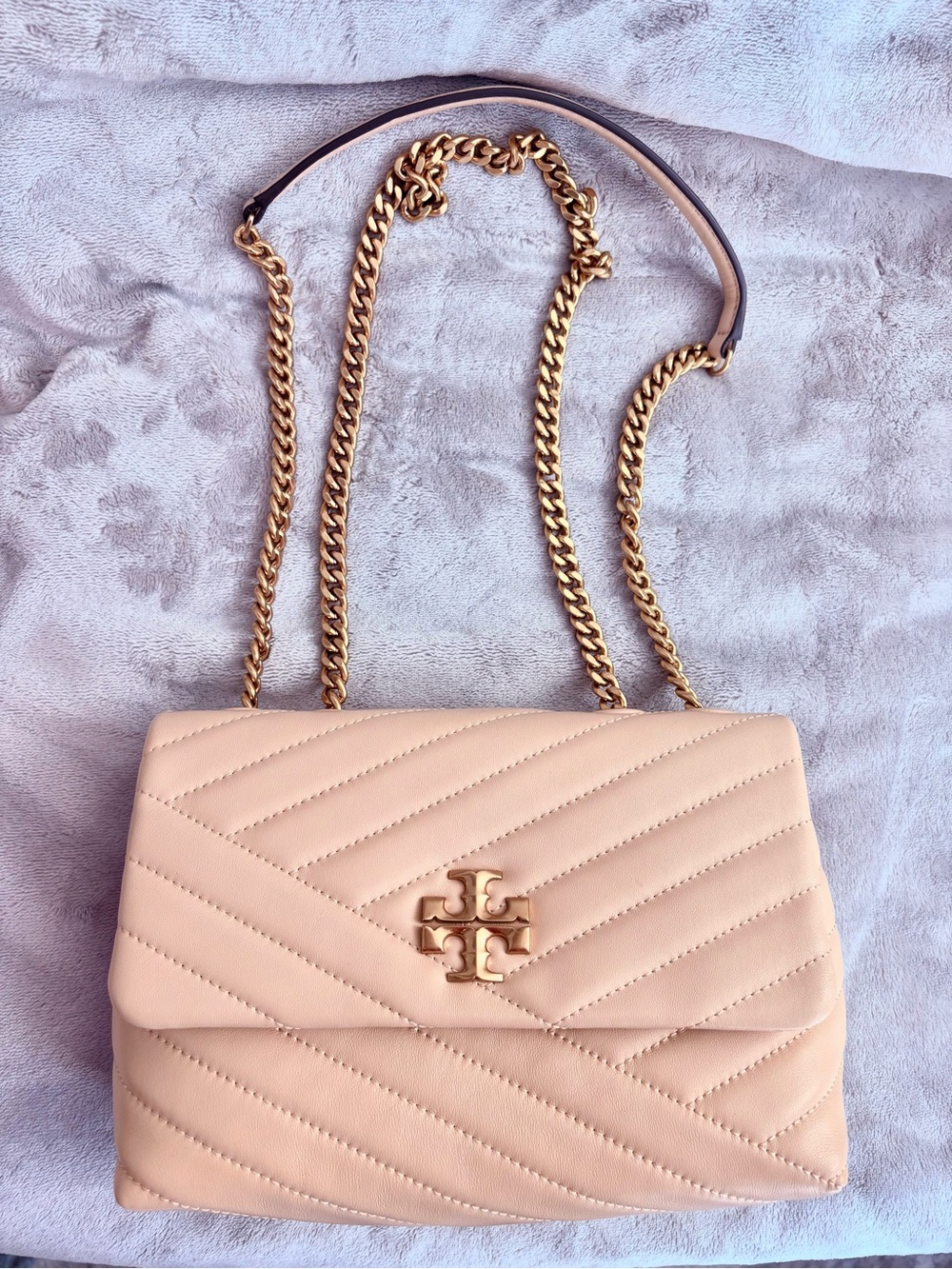 Tory Burch Kira chevron medium bag blush pink rose gold